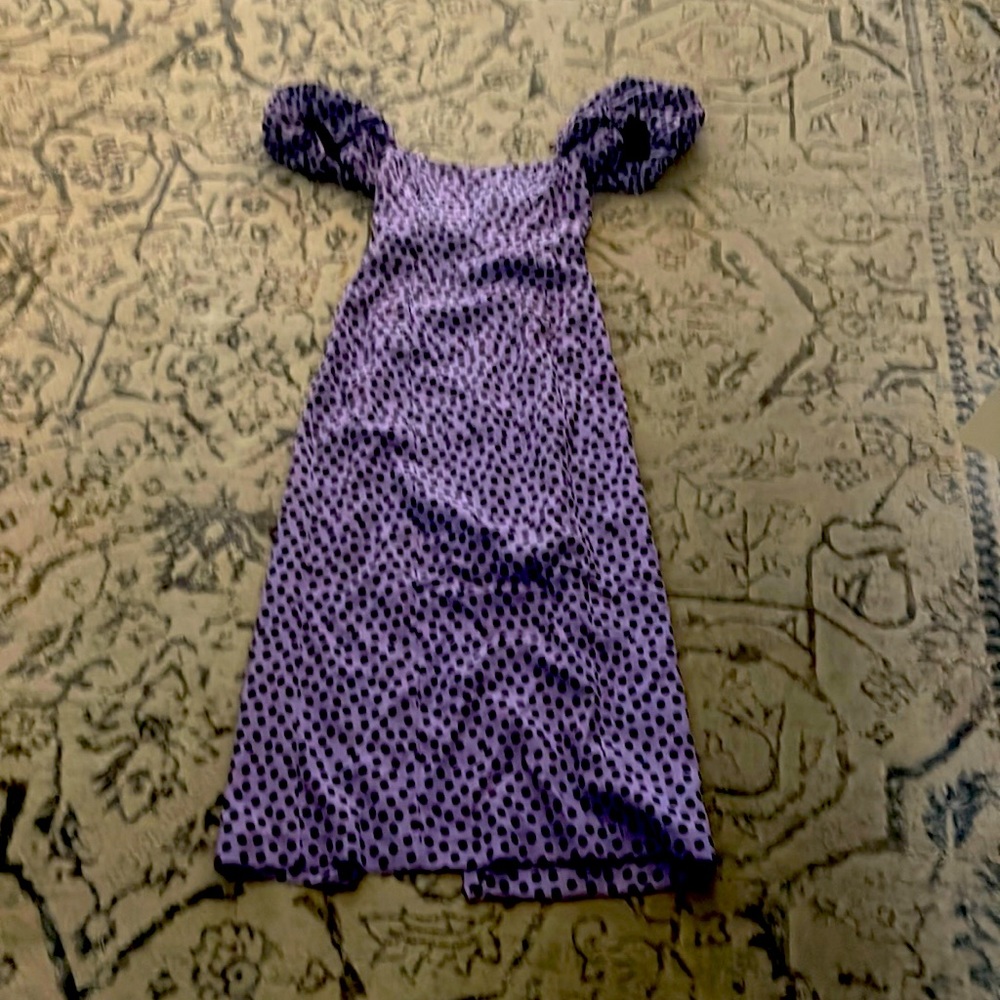 Brand new with tags!  Zara purple polka dot dress. Beautiful dress!